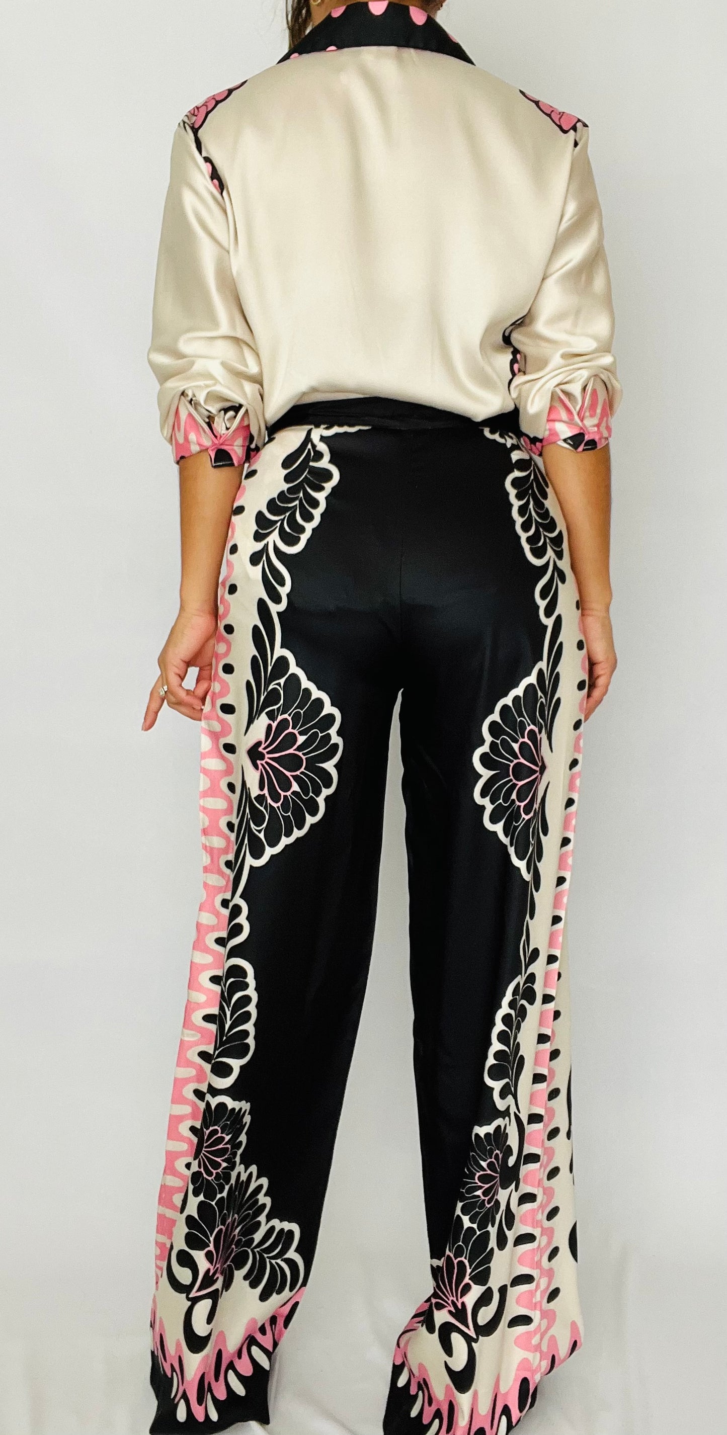 Flower Print Black + Pink Set