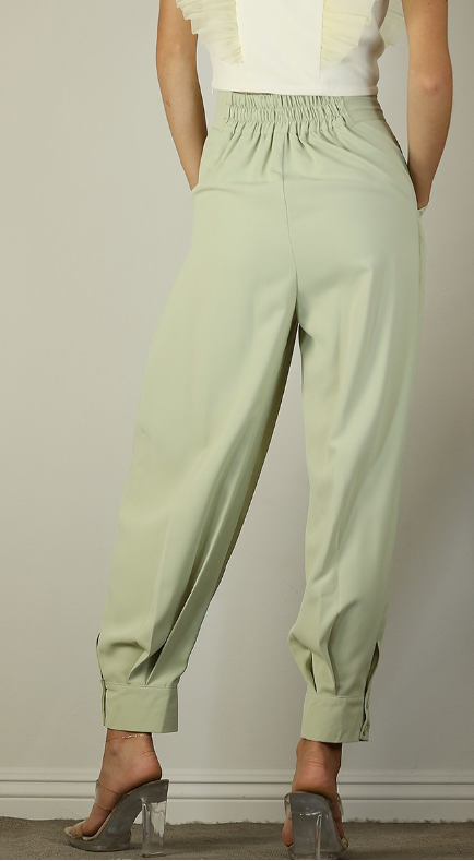 Tea Green Pleated Pants
