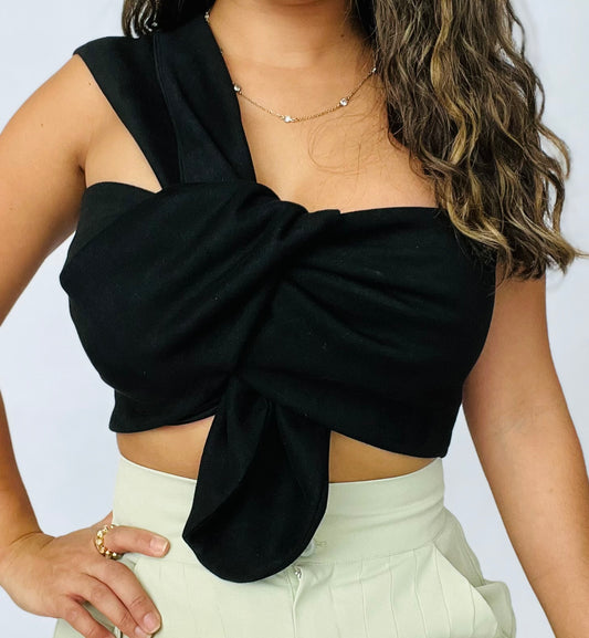 Why Knot Black Crop Top